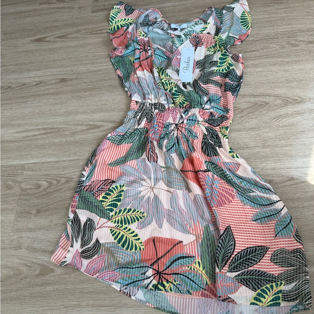 Parker Multicolor Leaf Print Dress